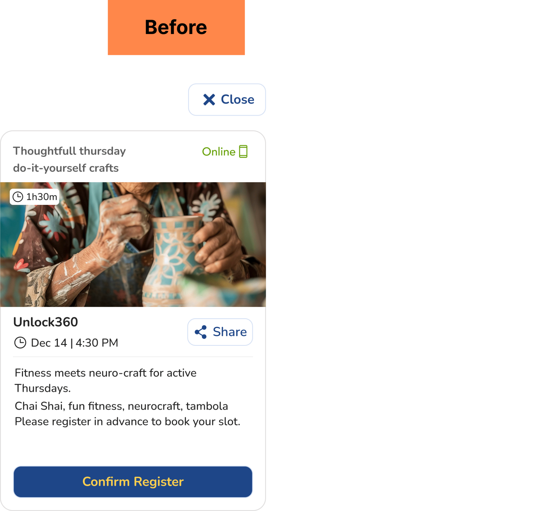 Old event detail with annotations